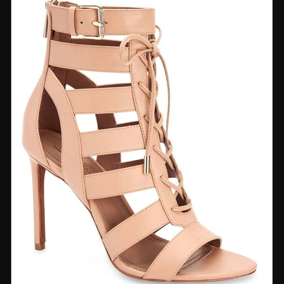 BCBGMaxAzria Nude Genuine Leather Sandals Size 10 - Picture 1 of 5